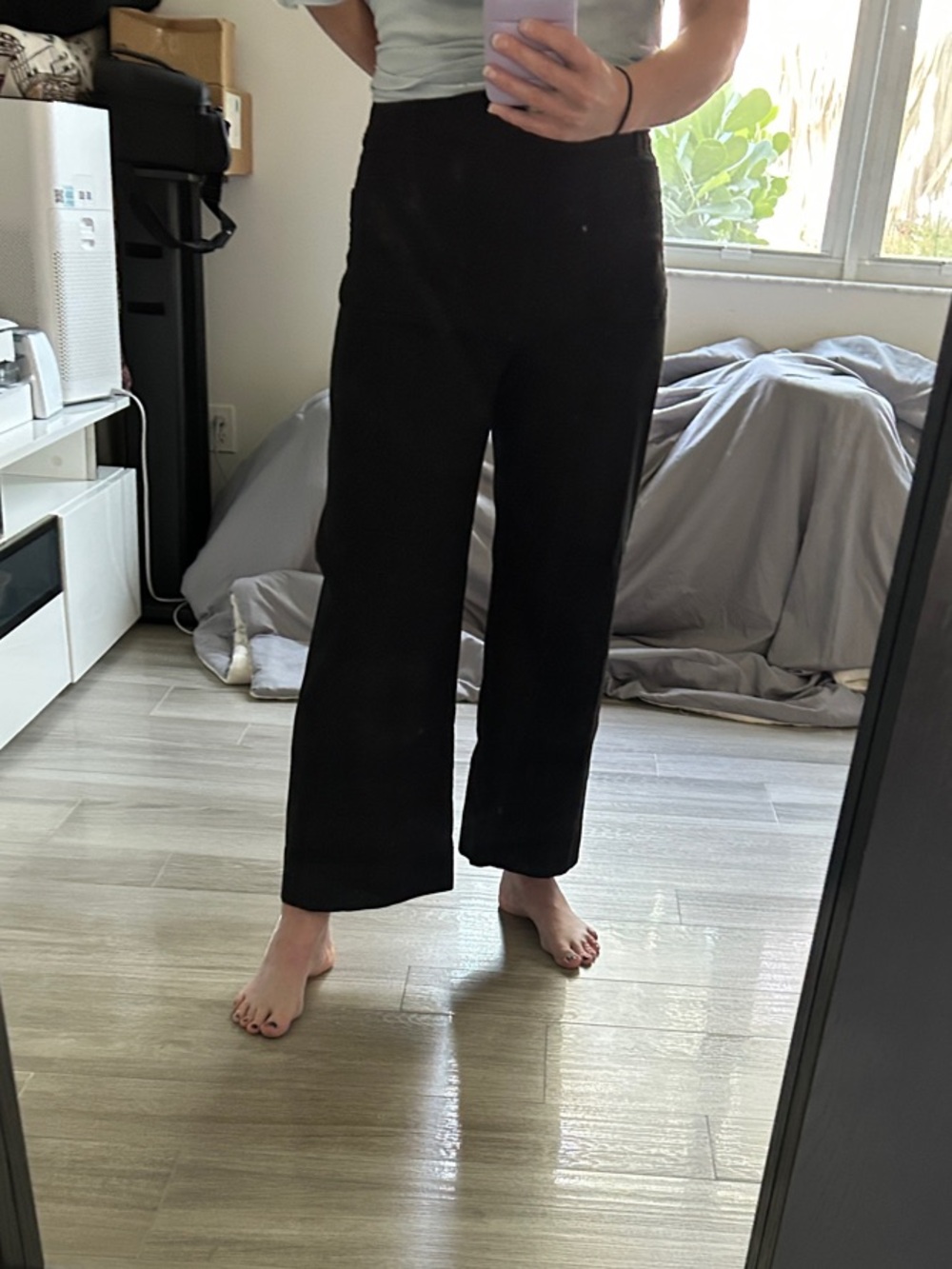 Maeve Colette Black Wide-Leg High-Rise Pants